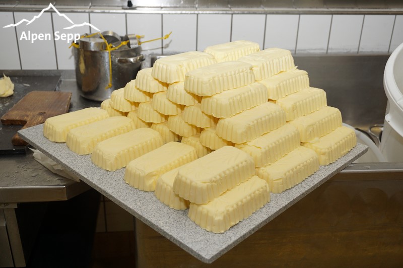 Fresh butter mountain ready for packaging