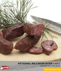 Credentials - our customers say 48 ARTISANAL WILD BOAR BITER, special smoked raw sausage from wild game - 2 pairs - Wildschweinbeisser