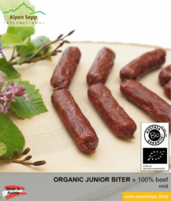 Hand made ORGANIC BEEF junior biter sausage - 100% beef meat