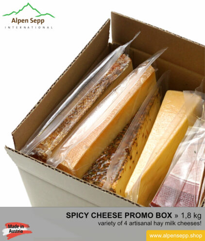Spicy cheese promo box - 4 different alps cheeses