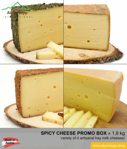 Spicy cheese promo box - 4 different alps cheeses