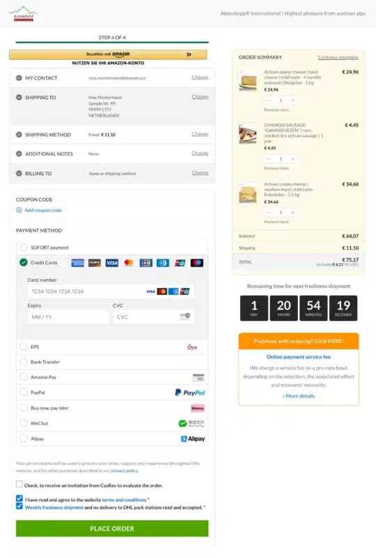 AlpenSepp Checkout Page