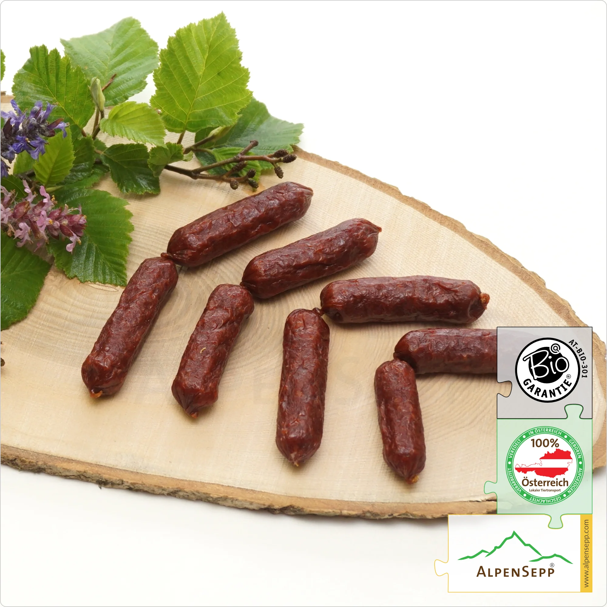 ORGANIC JUNIOR SNACKER Beef Sausage | Raw sausage made from 100% beef | 100 grams