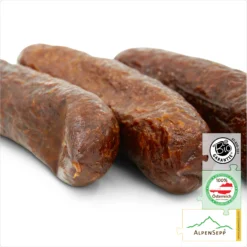 ORGANIC BEEF KAMINWURZEN | Austrian Kaminwurz Speciality | Smoked Raw Sausage made from 100% beef meat | 3 pieces – 150 grams