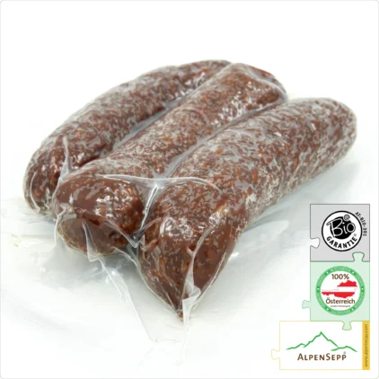 ORGANIC BEEF KAMINWURZEN | Austrian Kaminwurz Speciality | Smoked Raw Sausage made from 100% beef meat | 3 pieces – 150 grams