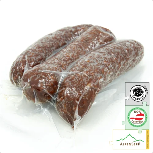 ORGANIC BEEF KAMINWURZEN | BIO RIND | Austrian Kaminwurz Speciality | Smoked Raw Sausage made from 100% beef meat | 3 pieces – 150 grams 9 ORGANIC BEEF KAMINWURZEN | Austrian Kaminwurz Speciality | Smoked Raw Sausage made from 100% beef meat | 3 pieces – 150 grams