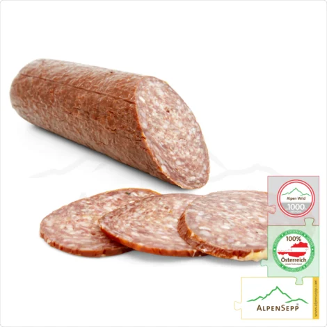 CHAMOIS SALAMI - Game sausage made from chamois | PREMIUM hard sausage from local alpine game chamois | 1 Stick Gamssalami