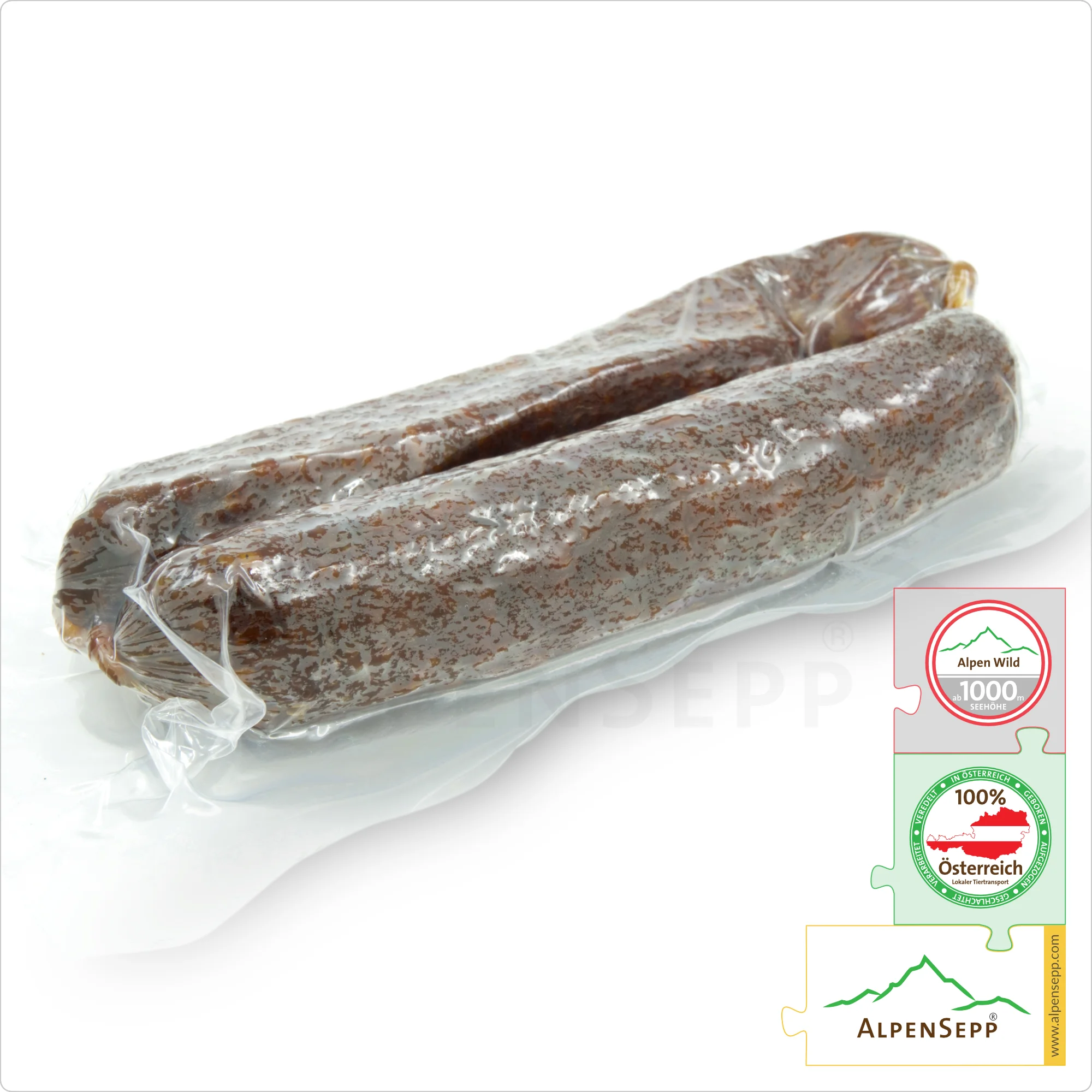 SAUSAGE GAMSWURZEN | Raw sausage made from chamois | Austrian PREMIUM dry smoked sausage from local game chamois | 1 pair