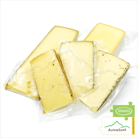CHEESE GIFT BOX » HELLO ALPS « | GESCHENKBOX » ALPENGRUSS « | 2,5 kg of pure flavour with Heumilch® Alpine cheese for gifting 12 CHEESE GIFT BOX 'Alpengruss' | 2,5 kg