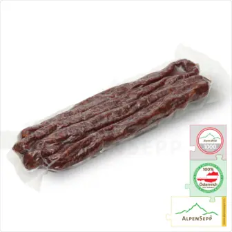 RED DEER BITER SAUSAGE | HIRSCHBEISSER | Raw sausage made from venison | Austrian PREMIUM smoked sausage from local red deer | 1 pair 8 SAUSAGE RED DEER BITER | Raw sausage made from venison | Austrian PREMIUM smoked sausage from local red deer | 1 pair | HIRSCHBEISSER