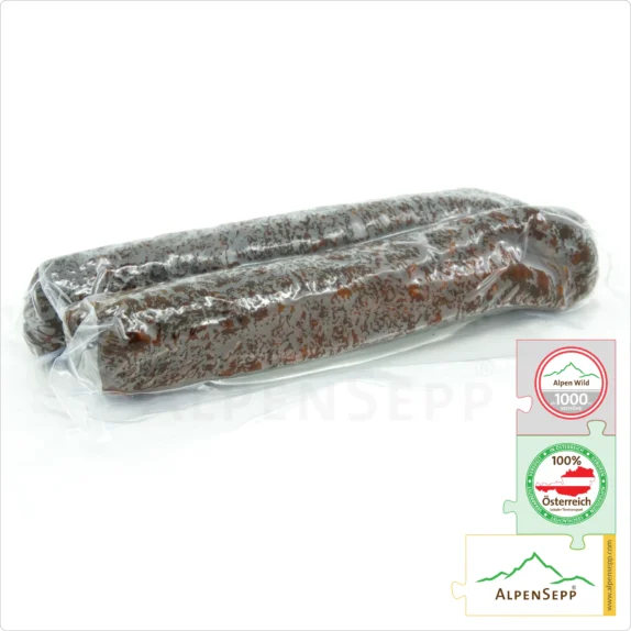 GENDARME FROM RED DEER | Raw sausage, cured sausage from venison | Austrian PREMIUM hard sausage from Alpine red deer | 1 pair | Hirschlandjäger