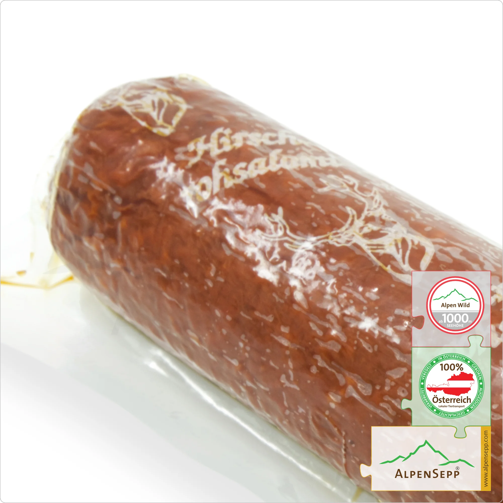 RED DEER SALAMI – Sausage made from red deer venison | Austrian PREMIUM salami from local alpine deer game | 1 stick | Hirschsalami