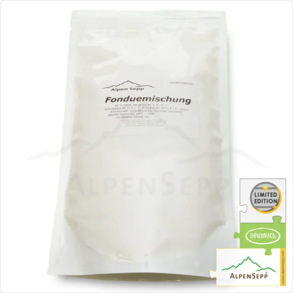 PREMIUM CHEESE FONDUE | KÄSEFONDUE | Cheese ready-meal specialty made from hay milk® in a bag | aromatic + spicy | 500 grams 8 Premium Cheese Fondue | Cheese ready-meal specialty made from hay milk® in a bag | aromatic + spicy | 500 grams