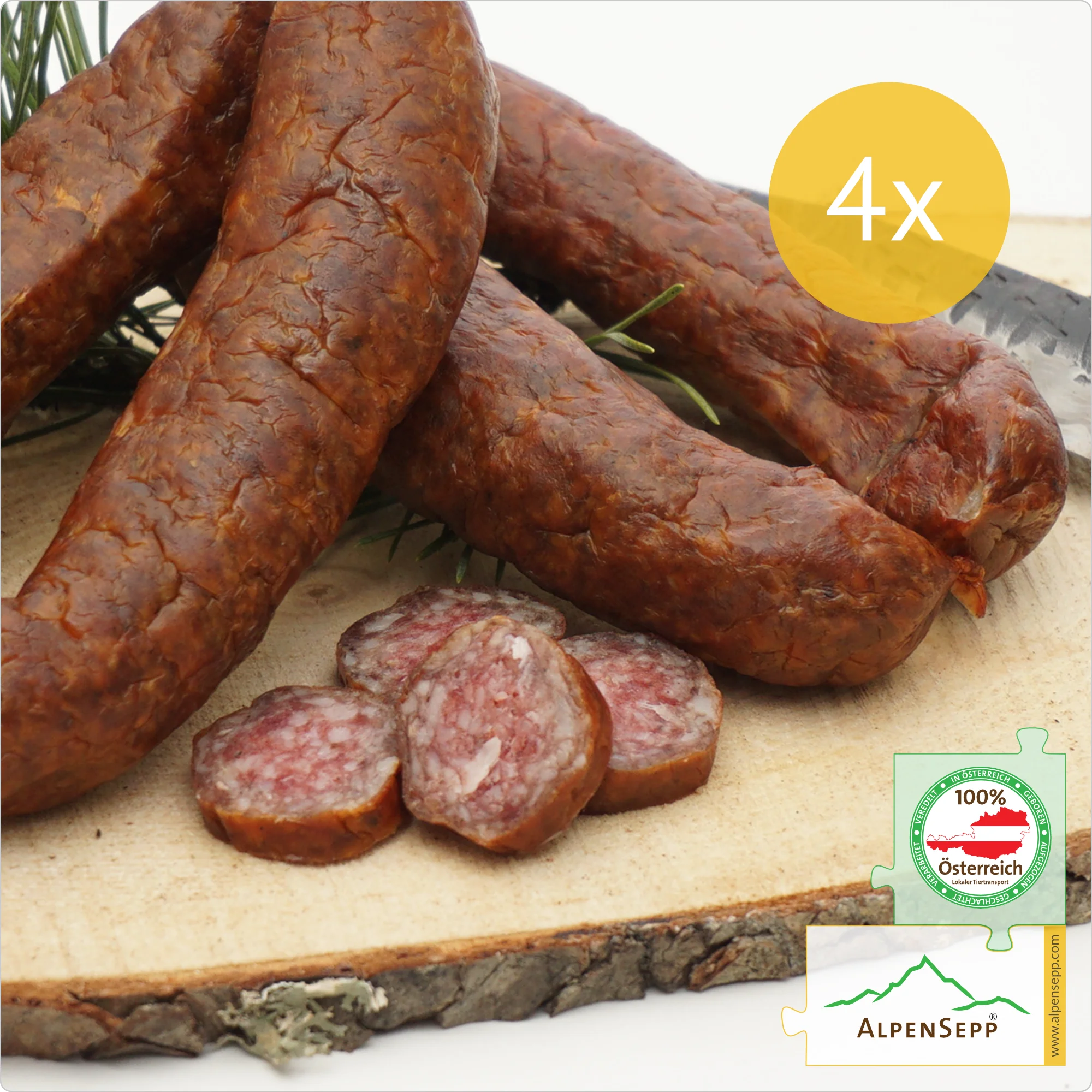 KAMINWURZEN Sausage – Smoked Hard Sausage | Traditional PREMIUM Raw Sausage | 4 Pairs