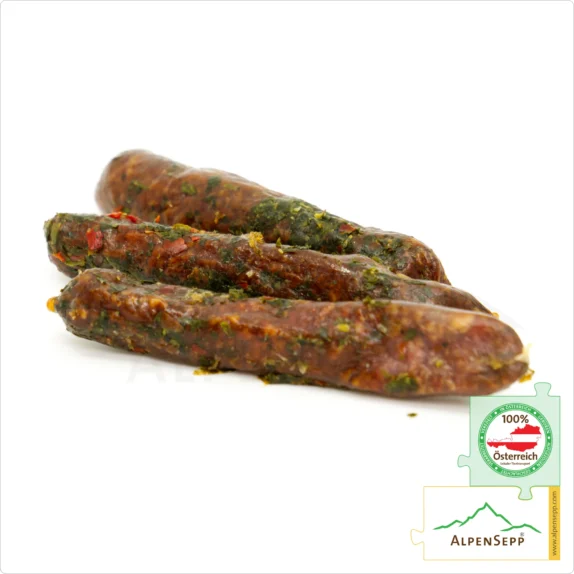 KRÄUTERLE SAUSAGE with an Elegant Herb Blend | Smoked PREMIUM Raw Sausage | 3 Pieces 1 KRÄUTERLE Sausage with an Elegant Herb Blend | Smoked PREMIUM Raw Sausage | 3 Pieces