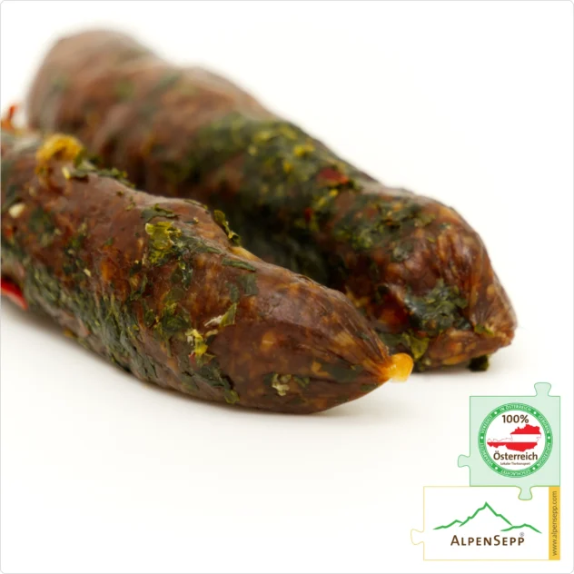 KRÄUTERLE Sausage with an Elegant Herb Blend | Smoked PREMIUM Raw Sausage | 3 Pieces