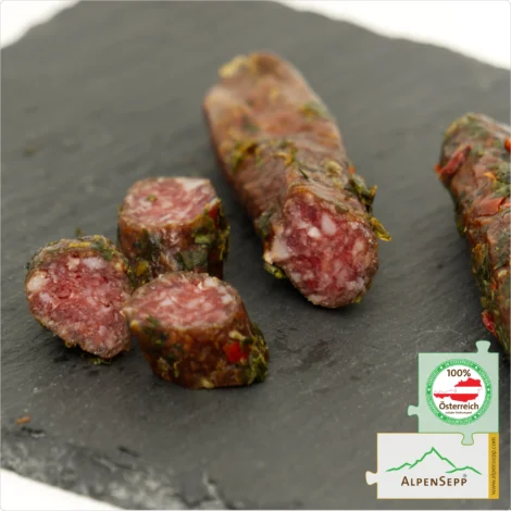 KRÄUTERLE Sausage with an Elegant Herb Blend | Smoked PREMIUM Raw Sausage | 3 Pieces