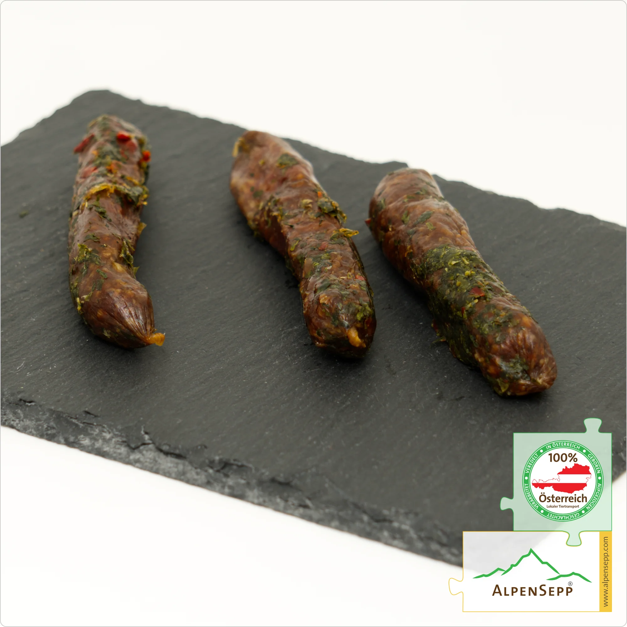 KRÄUTERLE Sausage with an Elegant Herb Blend | Smoked PREMIUM Raw Sausage | 3 Pieces