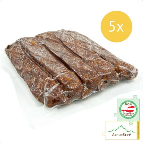 GENDARME sausage | square shaped Austrian speciality | Smoked, spicy cured sausage – 5 pairs