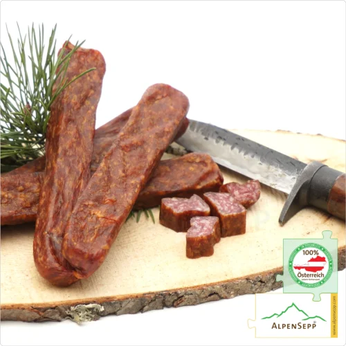 GENDARME rectangular sausage | LANDJÄGER | Austrian Smoked, spicy cured sausage - 2 pairs 7 GENDARME rectangular sausage | Austrian Smoked, spicy cured sausage – 2 pairs