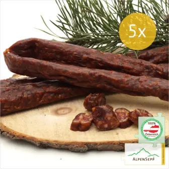PEPPER BITER SAUSAGE | PFEFFERBEISSER | Smoked, mildly-spicy Austrian raw sausage - 5 pairs 9 Sausage Pepper Biter | Smoked, mildly-spicy Austrian raw sausage - 5 pairs | Pfefferbeisser