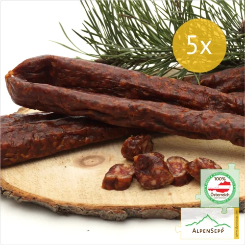 PEPPER BITER SAUSAGE | PFEFFERBEISSER | Smoked, mildly-spicy Austrian raw sausage - 5 pairs 9 Sausage Pepper Biter | Smoked, mildly-spicy Austrian raw sausage - 5 pairs | Pfefferbeisser