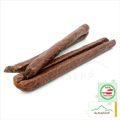 PEPPER BITER SAUSAGE | PFEFFERBEISSER | Austrian Smoked, mildly spicy sausage - 2 pairs 1 Sausage Pepper Biter | Austrian Smoked, mildly spicy sausage - 2 pairs | Pfefferbeisser