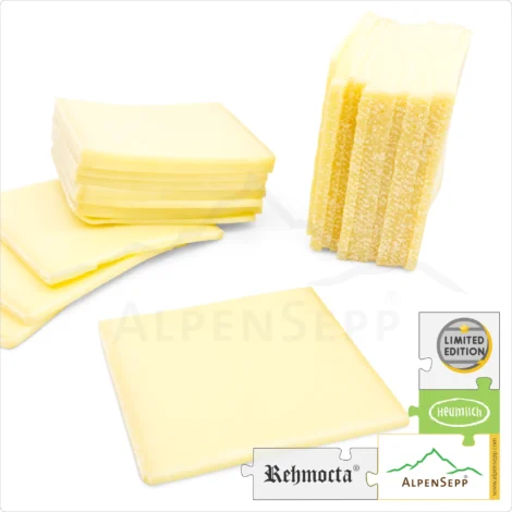 RACLETTE CHEESE Slices - REHMOCTA mild-spicy | 20+ slices of lactose-free sliced cheese for grill and hot stone | thinly sliced | 500 grams