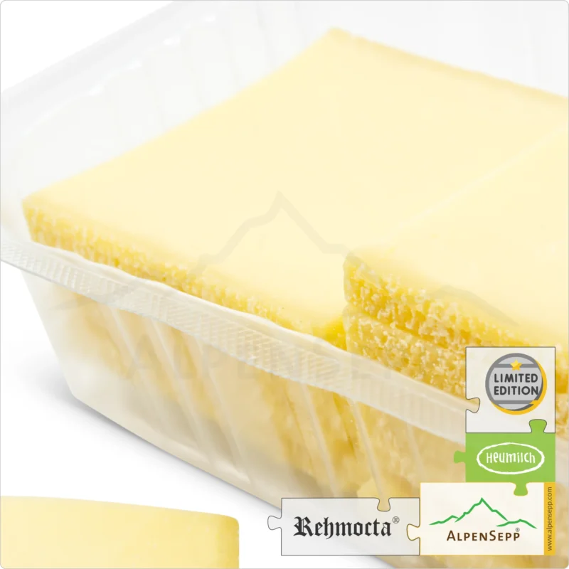 RACLETTE CHEESE Slices - REHMOCTA mild-spicy | 20+ slices of lactose-free sliced cheese for grill and hot stone | thinly sliced | 500 grams