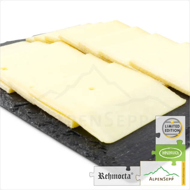 RACLETTE CHEESE Slices - REHMOCTA mild-spicy | 20+ slices of lactose-free sliced cheese for grill and hot stone | thinly sliced | 500 grams