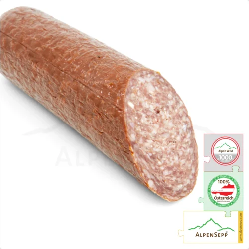 ROE DEER SALAMI | REHSALAMI | Game salami made from roe deer | Austrian PREMIUM hard sausage from local alpine deer | 1 stick 8 DEER SALAMI – Game salami made from roe deer | Austrian PREMIUM hard sausage from local alpine deer | 1 stick | Rehsalami