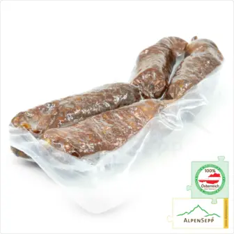 WILD BOAR BITER SAUSAGE | WILDSCHWEINBEISSERLE | Raw sausage made from wild game | Austrian PREMIUM sausage from local wild boar | 2 pairs 9 WILD BOAR BITER | Raw sausage made from wild game | Austrian PREMIUM sausage from local wild boar | 2 pairs | Wildschweinbeisserle