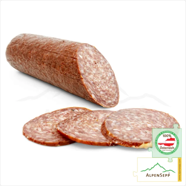 WILD BOAR SALAMI – made from wild boar venison | Austrian PREMIUM hard sausage from local game | 1 stick | Wildschweisalami