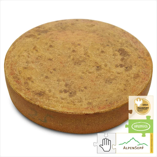 ALPINE CHEESE WHEEL very tangy | matured for 12 months | lactose-free Austrian PREMIUM hay milk hard cheese straight from the cheese cellar | strong, spicy cheese enjoyment guarantee | Bergkäse 12 Monate