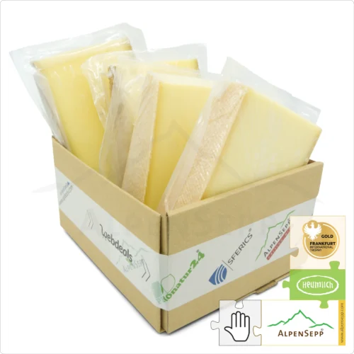 ALPENSEPP 4.0 BOX | Mountain Cheese Test Promotion | Austrian lactose-free mild and spicy hard cheese | 2 kg 2 ALPENSEPP 4.0 | Mountain Cheese Test Promotion | Austrian lactose-free mild and spicy hard cheese | 2 kg