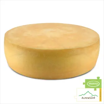 ALPS CHEESE spicy, Austrian "Swiss Type" Cheese Whole Wheel | SENN ALMKÄSE würzig Käselaib | Lactose-free semi-hard cheese | 8,1 kg 8 ALPS CHEESE WHEEL, spicy | Lactose-free PREMIUM alpine milk semi-hard cheese directly from the cheese cellar | 100% spicy and savory enjoyment guarantee | Perfect for raclette!