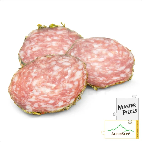 HERB SALAMI | KRÄUTERSALAMI | Delicately Aromatic Salami with Herbs made from Pork | PREMIUM Sausage Variety | 1 Stick 8 HERB SALAMI | Delicately Aromatic Salami with Herbs made from Pork | PREMIUM Sausage Variety | 1 Stick
