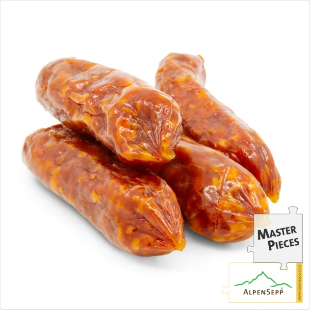 SALAMI BITER HOT | Spicy snack sausage with chili made from pork | Savory PREMIUM sausage variety | 4 pieces