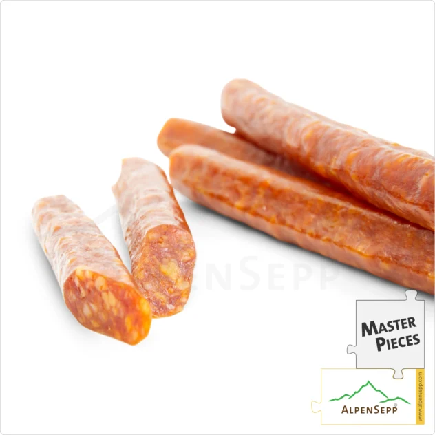 SALAMI STICKS SPICY | Mini Salami Sausages made from Pork | PREMIUM Sausage Variety | 6 Pieces