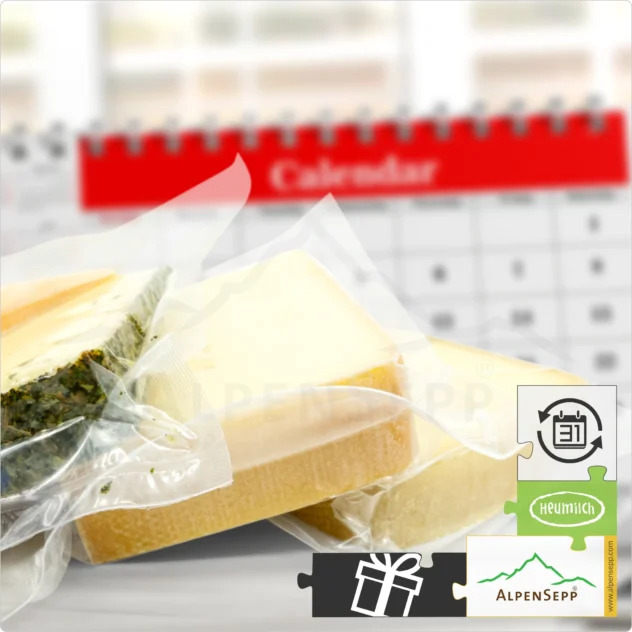 GIFT SUBSCRIPTION SEMI-HARD CHEESE - 1 KG | lactose-free | ends automatically | 5x alternating DELUXE cheese variety per delivery | choose delivery and duration