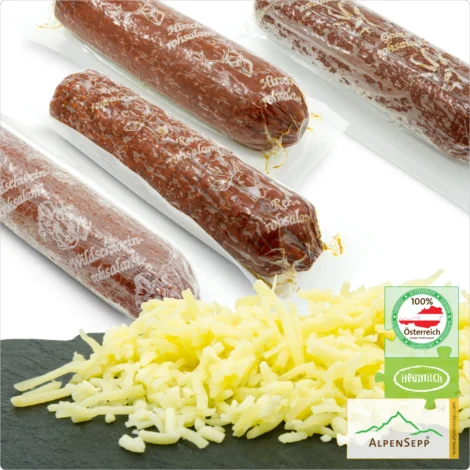 Salami Starter Pizza Box "HUBERTUS" | Wild Salami for "Wild Pizzas" + Grated Cheese Mix | Ultimate enjoyment with 1minute.pizza