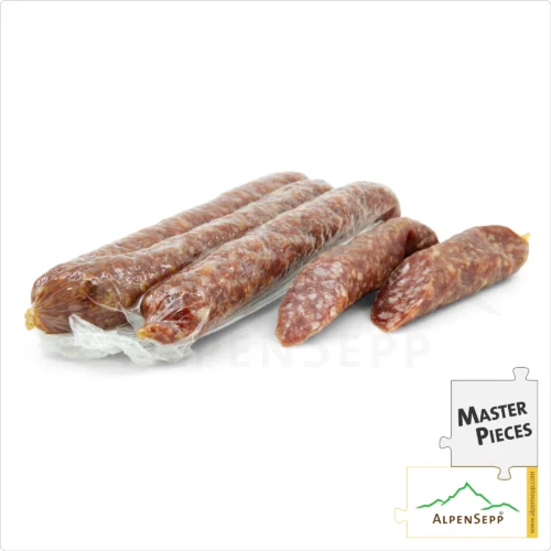 PINE WURZEN | ZIRBENWURZEN | smoked sausage Kaminwurzen with pine | delicately spicy PREMIUM sausage | 3 pieces 9 ZIRBENWURZEN | smoked Kaminwurzen with pine | delicately spicy PREMIUM sausage | 3 pieces