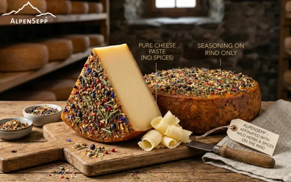 Cheese maturing at AlpenSepp | only the rind is seasoned with spices – the cheese itself remains pure