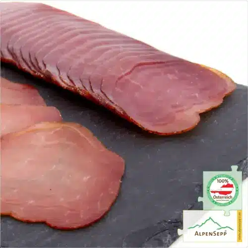 Sliced Juniper-Cured Ham | Lightly Smoked & Air-Dried | 100% Austrian Pork – 200 Grams